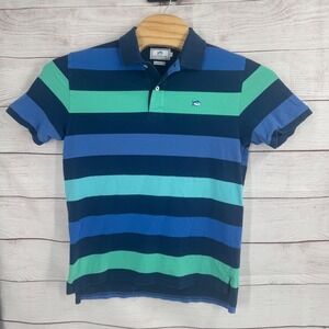Southern Tide‎ Mens Polo Shirt Medium Classic Fit Striped Short Sleeve